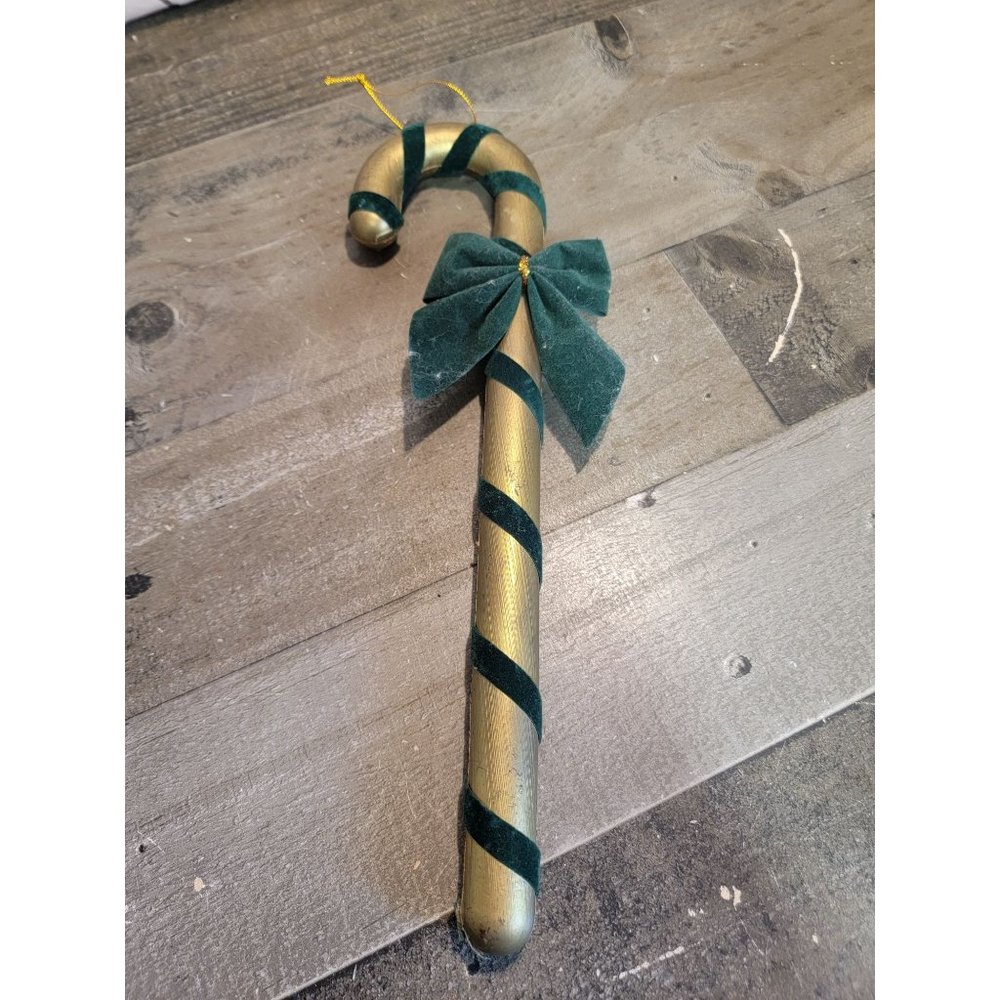 Gold Green candy‎ cane bow ornament xmas